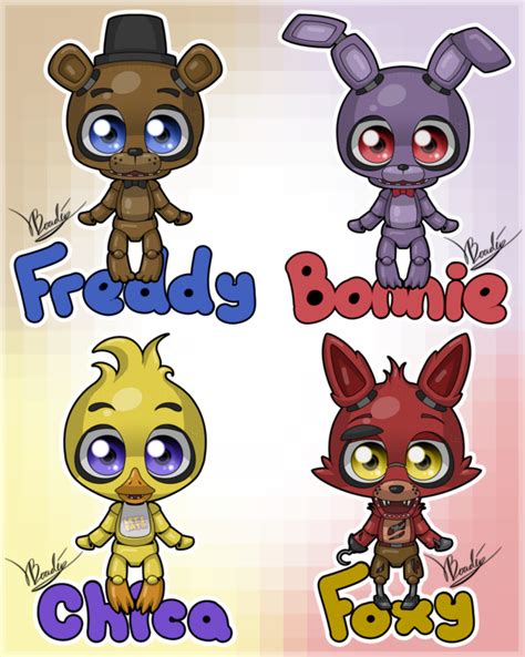 Freddys Cartoon Nights At Five Cute 5 Nights At Freddys By Luifex Mangle Toy Foxy And Mangle