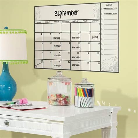 Roommates 25 In X 27 In Scroll Dry Erase Calendar Peel And Stick