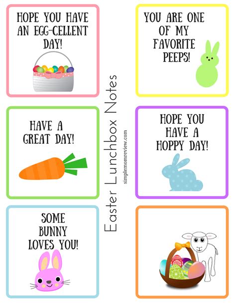 Easter Lunchbox Notes Free Printable Simple Mom Review