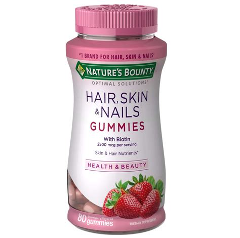 Natures Bounty Hair Skin And Nails Gummy Vitamins 2500 Mcg 80 Gummies