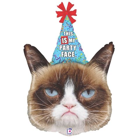 Birthday Shaped Balloons Grumpy Cat Party Face