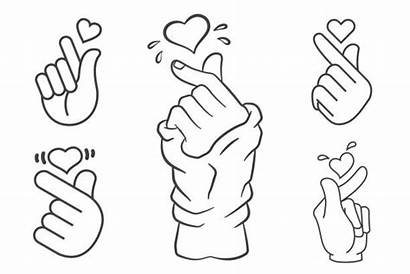 Korean Heart Hand Symbols Gesture Vector Finger