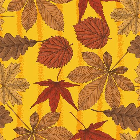 Autumn Leaves Bright Seamless Pattern In Vintage Style Vector 3211890