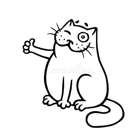 The Cat Approves And Shows A Thumbs Up Isolated Vector Illustration