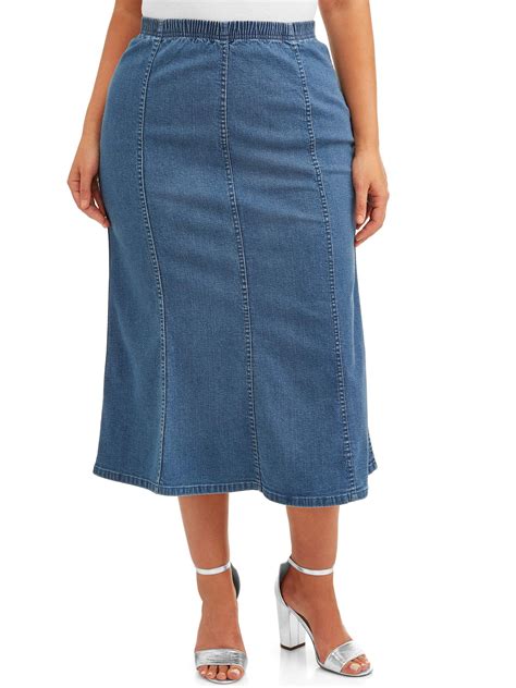 Just My Size Womens Plus Size Pull On Denim Skirt