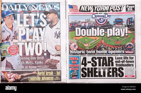 Headlines Of New York Newspapers Reporting Both The Yankees And The