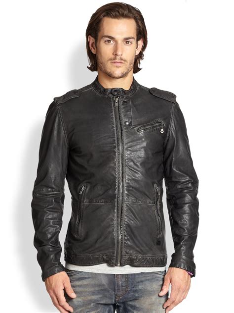 Lyst Diesel Leprandis Leather Biker Jacket In Black For Men