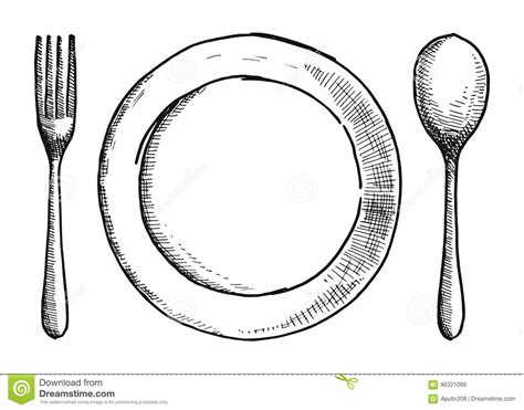 The breakfast is very minimal and served with plastic cutlery. Dessin Assiette Couvert Avec Une Qualité HD - Defond