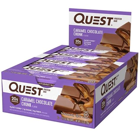 Quest Nutrition Protein Bar Box Of 12 Bars Caramel Chocolate Chunk