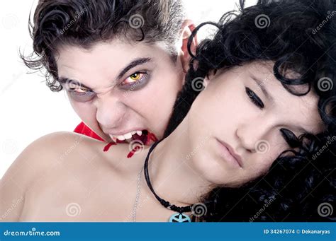 Vampire Biting His Woman Stock Photo Image Of Lips Caucasian 34267074