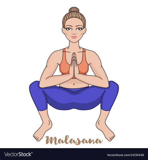 Women Silhouette Squat Yoga Pose Malasana Vector Image