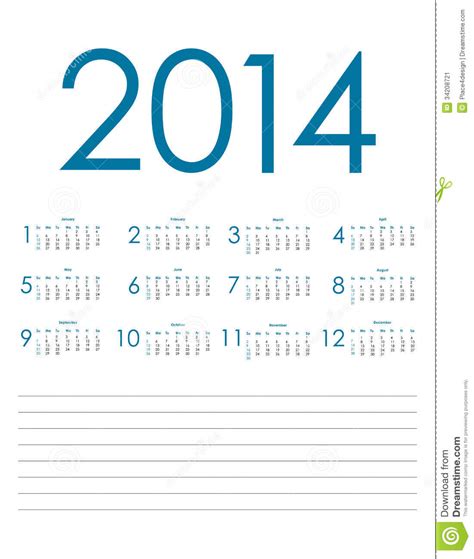 Calendar For 2014 Stock Vector Illustration Of December 34208721