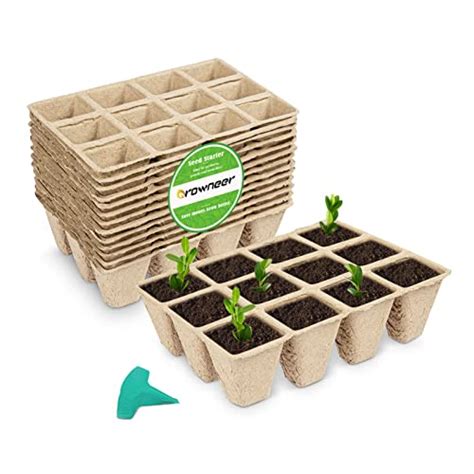 Growneer 144 Cells Peat Pots Seed Starter Trays 12 Packs Biodegradable