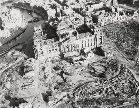 Aerial Shot Of The Ruins Of The Reichstag In Berlin Germany Taken By