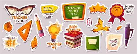 Stiker Selamat Hari Guru Dengan Buku Papan Tulis Ilustrasi Stok Unduh