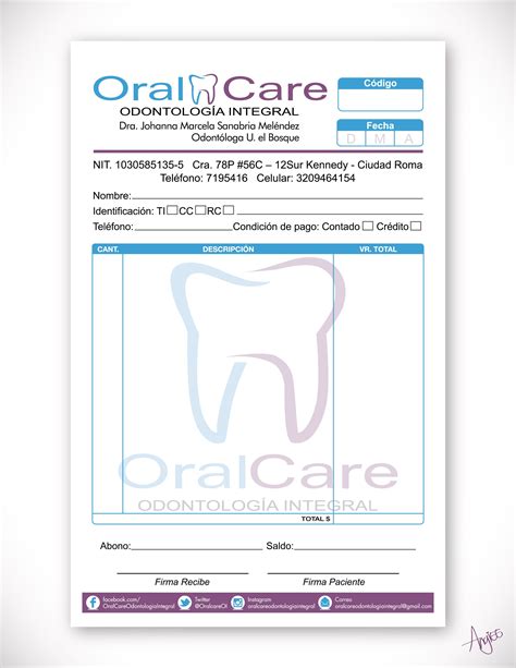 Diseño De Factura Para Oralcare Odontología Integral Angiee Padilla