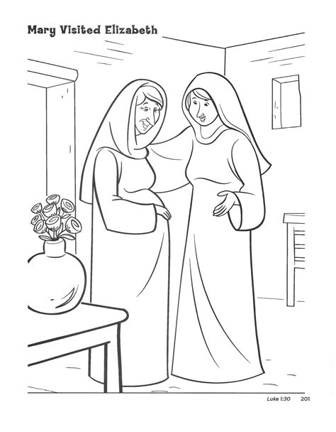 Mary And Elizabeth Coloring Page Sketch Coloring Page