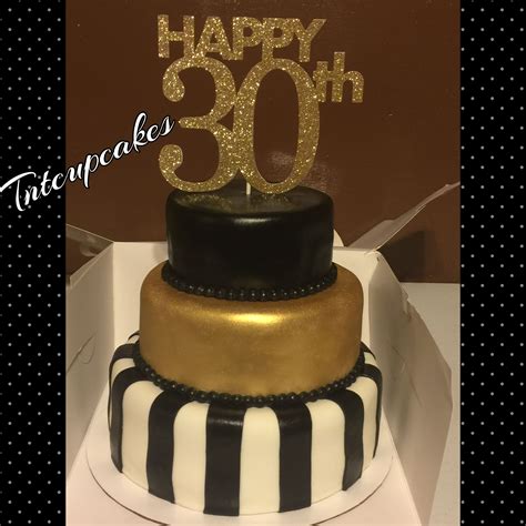 30th Birthday Cake Black White And Gold Great Gatsy Party Cake Tnt