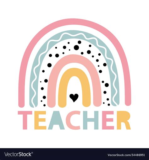 Teacher Rainbow School Svg Kindergarten Teacher Vector Image