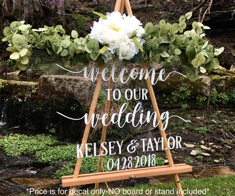 Welcome Wedding Decal Personalized Name And Date Simple Wedding Sign