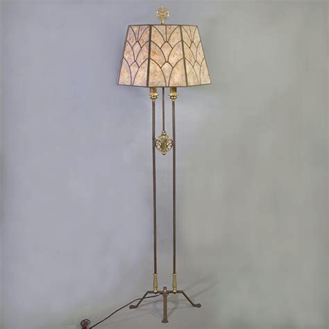 Fantastic Mica Shade Floor Lamp With Metal Overlay Vintage Glass Lighting