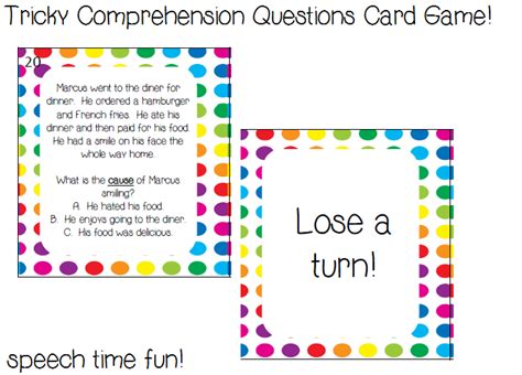 We did not find results for: Tricky Comprehension Questions Card Game! - Speech Time Fun: Speech and Language Activities