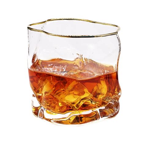 Crystal Whiskey Glasses 300ml 10 1oz Whiskey Glass Cup With Gold Rimmed Old Fashioned Lowball