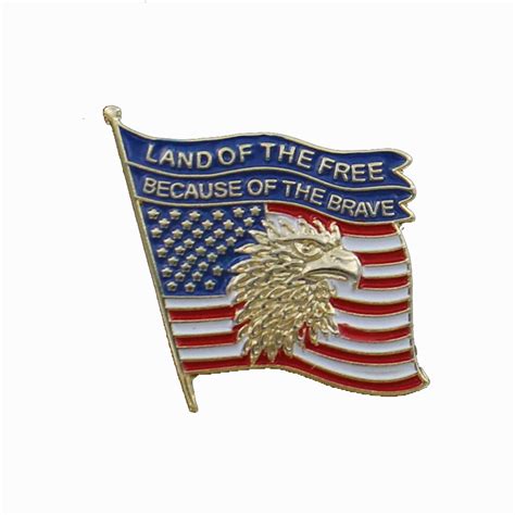 1 Inch American Flag Lapel Pin Land Of The Free Because Of The Brave
