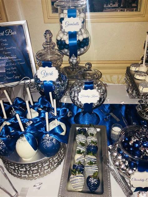 Bring a masculine element to your 3rd anniversary party with stackable suitcases. Royal Blue, Silver and White Wedding Party Ideas | Photo 2 ...