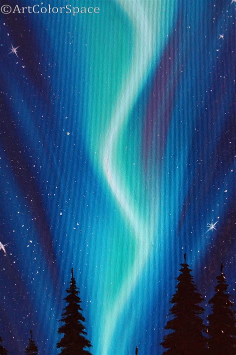 Nordlichter Kunst Galaxy Malerei Aurora Borealis Ölgemälde Auf Etsy