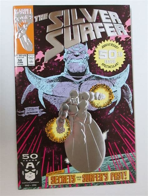 The Silver Surfer Anniversary 50th Issue Foil Detail On Cover Marvel