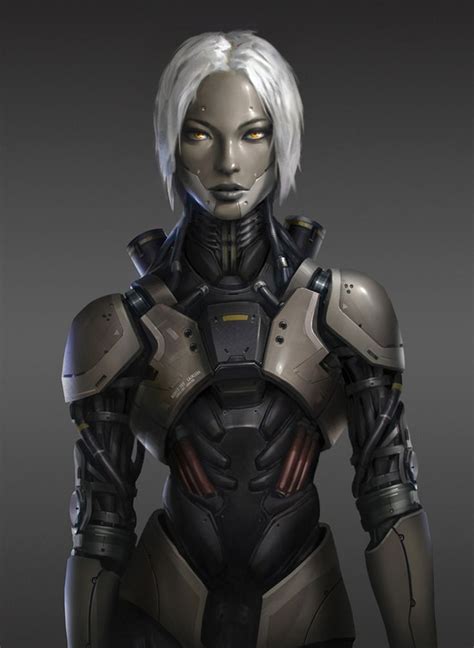 characters — mitch mohrhauser female robot cyborgs art cyberpunk character