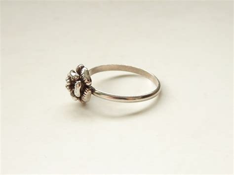 Silver Flower Ring Vintage Sterling Silver Ring Rose Ring Etsy