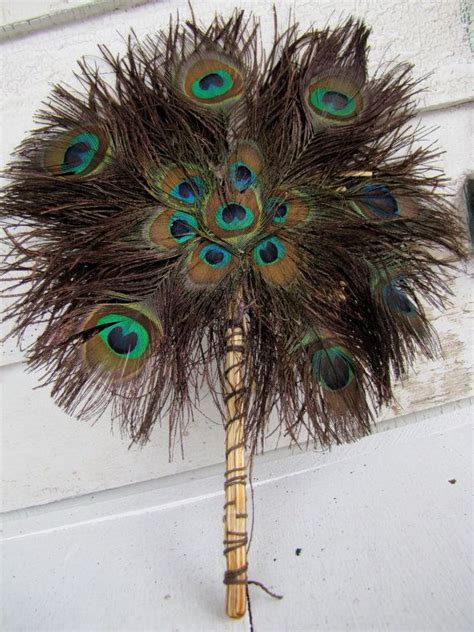 Vintage Antique Victorian Peacock Feather Hand Fan Hand Fan Feather
