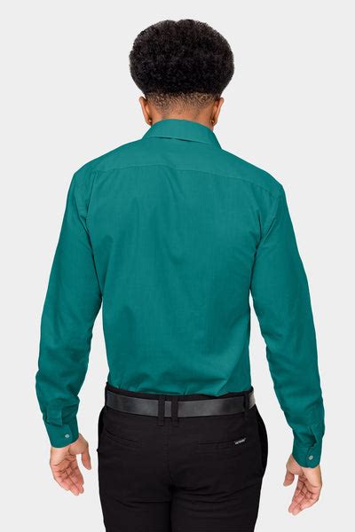 Mens Slim Fit Solid Color Dress Shirt Teal G Style Usa