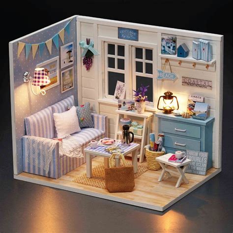 Diy Model Doll House Miniature Dollhouse With Furnitures Led 3d Wooden