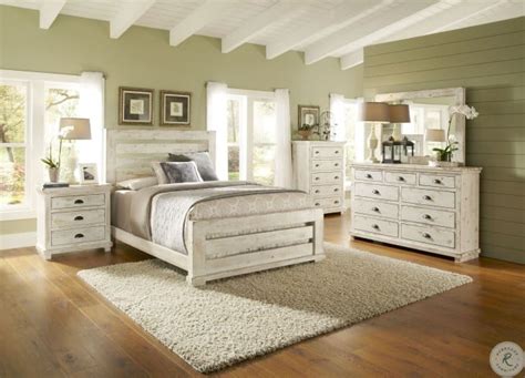 Furniture of america staley panel bed, california king, distresses ivory walmart usa. Willow Distressed White Slat Bedroom Set from Progressive ...