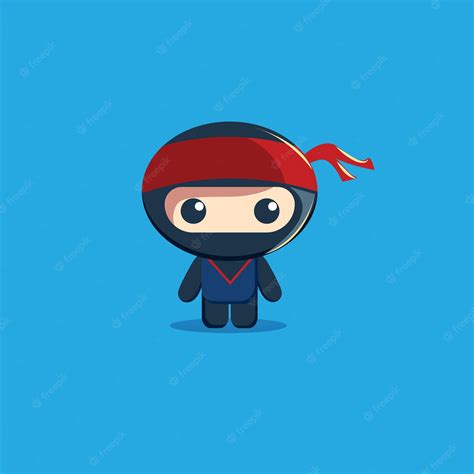 Premium Vector Cute Mini Ninja Standing Cartoon Vector Illustration