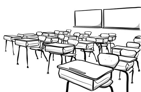 Drawing Of A Classroom Black And White Illustrations Royalty Free