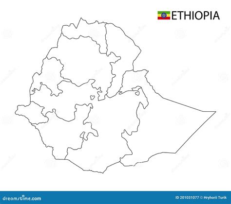 Ethiopia Map Black And White Detailed Outline Regions Of The Country