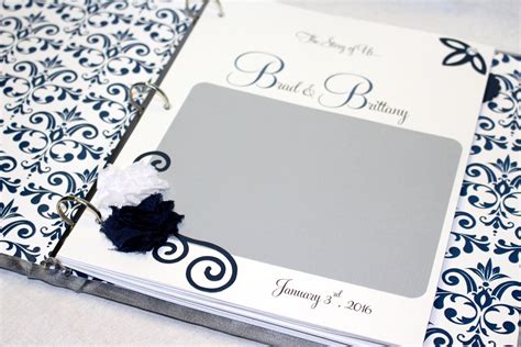 Wedding Memory Book Wedding Scrapbook Navy And Gray Wedding Etsy