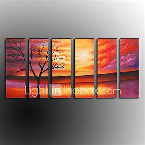 Hand Painted Abstract Oil Painting With Stretched Frame Set Of 6 2015