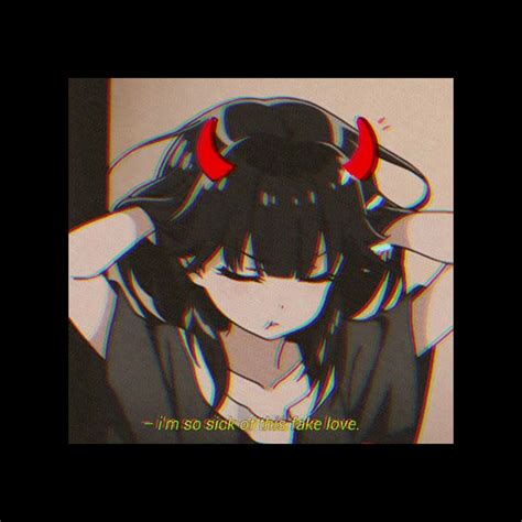 Download Black Anime Pfp Girl With Red Horns Wallpaper
