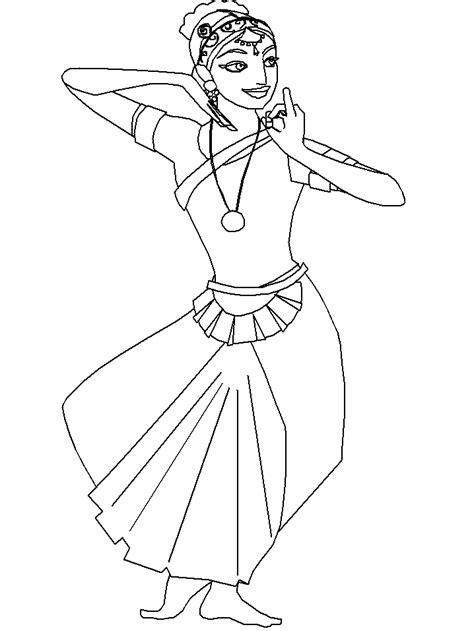 Coloring page for girl, dancer art printable, whimsical illustration, drawing by slumsi tutka, instant download. India Coloring Page - Coloring Home