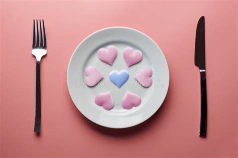 Hearts On Plate Woman And Men Love Flirt Choice Among Different Sex