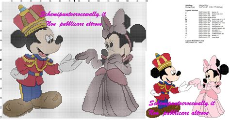 Minnie E Topolino Sovrani Re E Regina Schema Punto Croce Gratis Disney