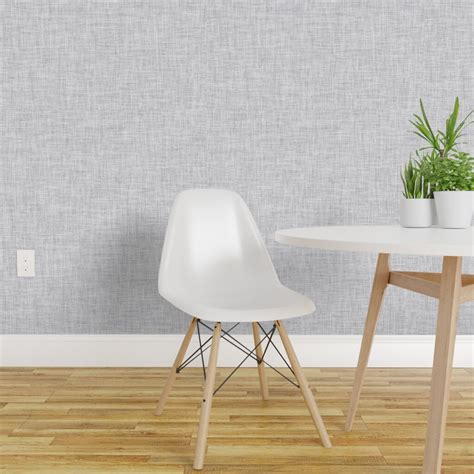Pre Pasted Wallpaper 2ft Wide Cloud Gray Faux Woven Texture Look Light