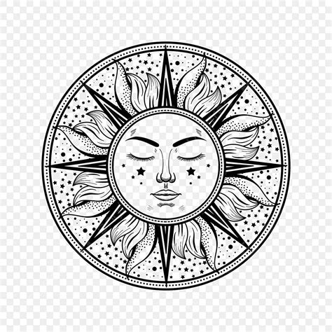 Sun Face Black And White Personality Tattoo Tattoo Drawing Person