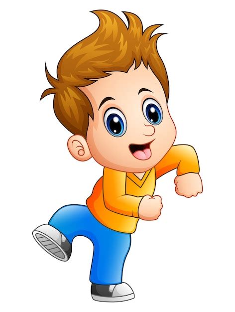 Premium Vector Happy Cute Boy Cartoon Posing