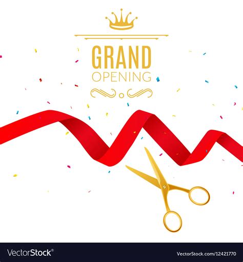 Grand Opening Design Template With Ribbon And Vector Image